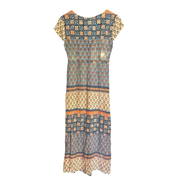 Anthropologie Raga Autumn Meadow Maxi Dress XS Blue Orange Ivory Boho - Picture 2 of 9